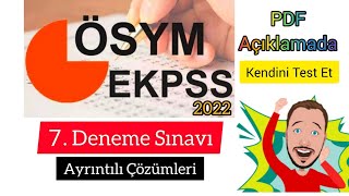 EKPSS 2022 - 7. DENEME SINAVI (60 Soruluk Deneme Sınavı PDF açıklama k