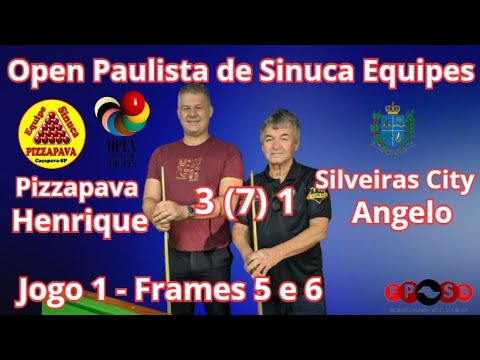 Frame 5/6 - Henrique (3(7)1) Angelo - Pizzapava x Silveiras - Open Paulista de Sinuca por Equipes -
