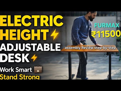 Furmax 55 x 24 Inches Electric Height Adjustable Standing Desk Large Sit Stand Up Desk Home Office Computer Desk Memory Preset with T-Shaped Metal Bracket, Black video review thumbnail
