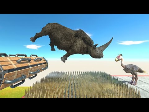 Catapult With Giant Rotors Above Hundreds of Spikes - Animal Revolt Battle Simulator