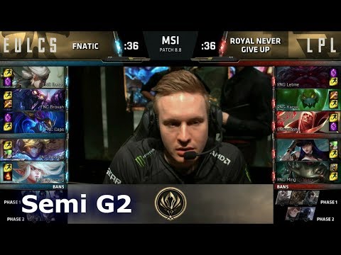 Fnatic vs Royal Never Give Up | Game 2 Semi Finals LoL MSI 2018 | FNC vs RNG G2