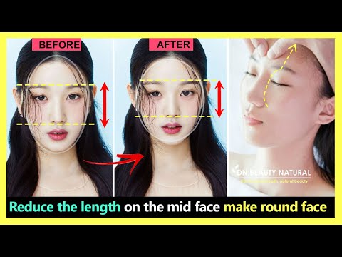 3 steps!! How to shorten your mid face, Reduce face length, Make your face rounder and younger.