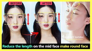 3 steps!! How to shorten your mid face, Reduce face length, Make your face rounder and younger.