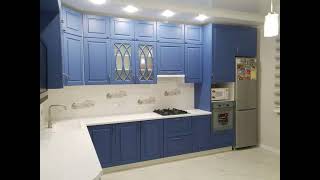 Неоклассическая угловая голубая кухня Проект 106 фото 10