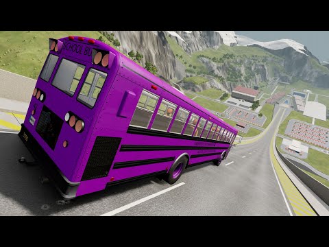 Dansworth American School Bus D2500 Jumps Down the Car Jump Arena, Part 2 🚌💥 - BeamNG.drive
