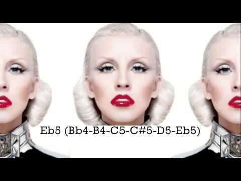 (HD) Christina Aguilera Vocal Range - Studio: Bb2-C#7 (1999-2010)