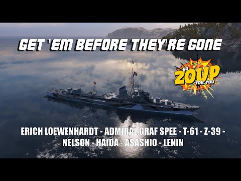 World of Warships Asashio, T-61, Nelson and other ships leaving