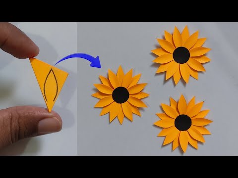 Very Easy Paper Sunflower Craft | Paper Flower Making Step By Step | DIY Flower Craft