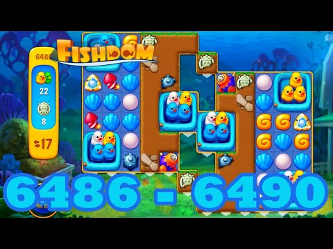 Fishdom Level 6486 - 6490 HD Walkthrough | 3 match puzzle | gameplay | android | 6487 | 6488 | 6489