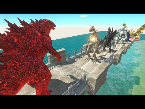 GODZILLA RED VS GHIDORAH LAVA DEATH CLIMB- Animal Revolt Battle Simulator