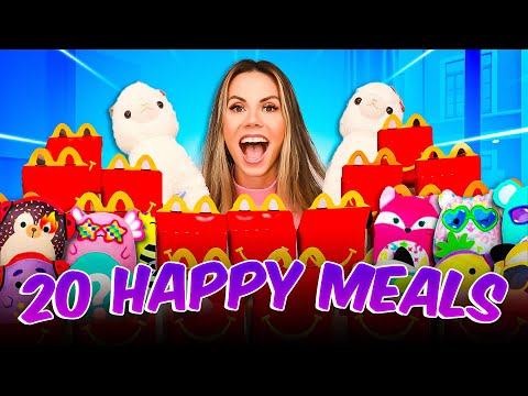 UNBOXING 20 HAPPY MEALS TOYS *squishmallow hunt*