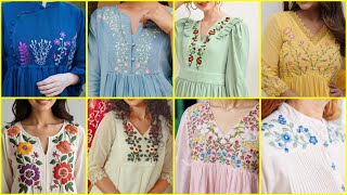 Hand embroidered dress / frock embroidery / summer dresses #embroidery #handbroidery #embroidered