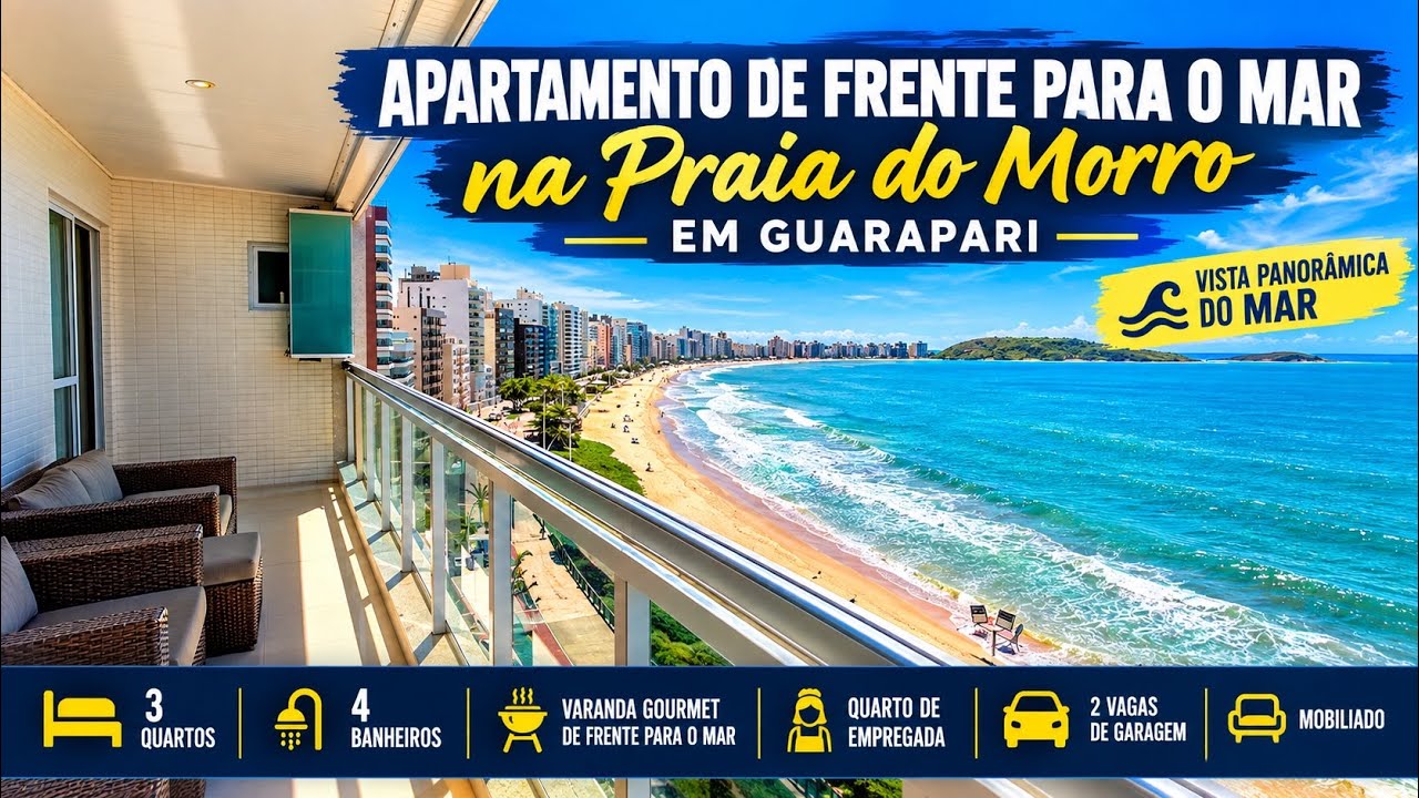 Apartamento de frente para o mar na Praia do Morro em Guarapari com vista total e 2 vagas