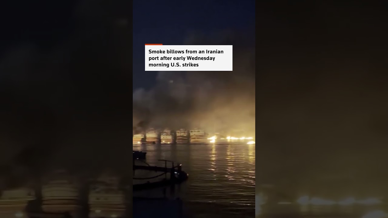 Video | Smoke rises from Iranian port after US strikes