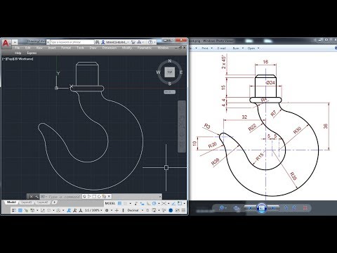 AutocAD 2D Practice Drawing / Exercise 6 / Crane Hook...
