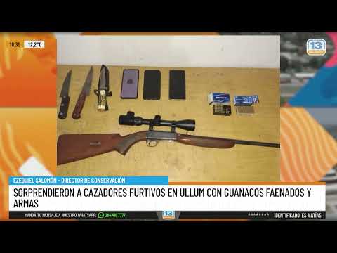 Ullum: sorprendieron a cazadores furtivos con guanacos faenados y armas