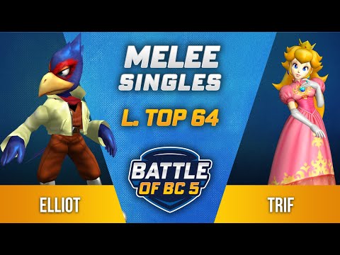 elliot (Falco) vs trif (Peach) - Melee Singles Losers Top 64 - Battle of BC 5