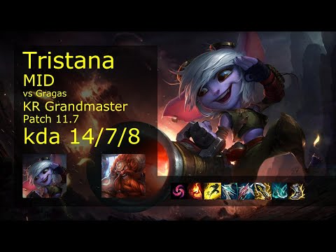 Tristana vs Gragas Mid - KR Grandmaster 14/7/8 Patch 11.7 Gameplay // [롤] 트리스타나 vs 그라가스 미드