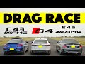 German Fight! Audi S4 faces Mercedes C43 and Mercedes E43 AMG  Drag and Roll Race.