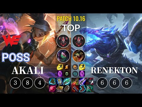 WE Poss Akali vs Renekton Top - KR Patch 10.16