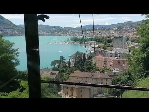 Leaving Suvigliana, Monte Bre funicular in Lugano, Switzerland