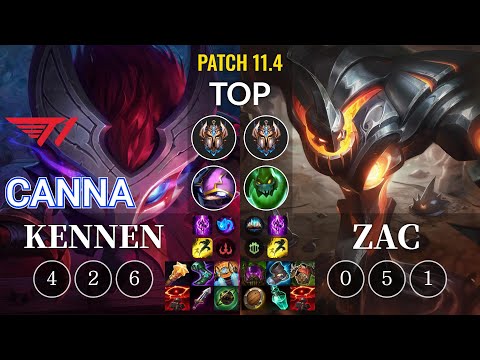 T1 Canna Kennen vs Zac Top - KR Patch 11.4