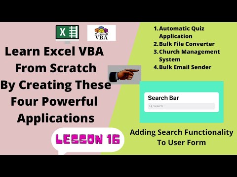 MS Excel VBA Tutorials For Beginners Lesson 16 - Adding Search Button | Excel User Form