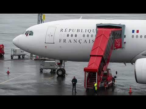 President Emmanuel Macron arrives in Nuuk, Greenland