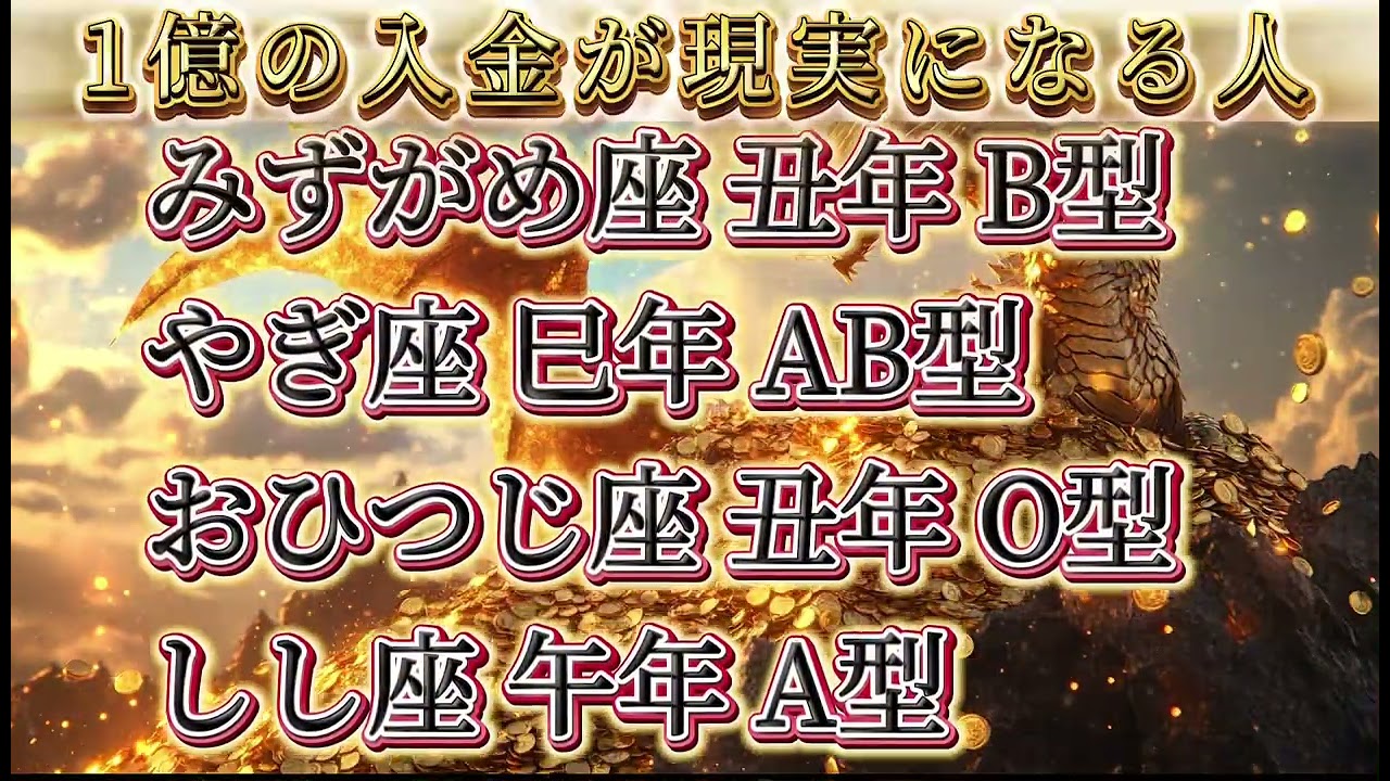 【金運上昇】1億の入金が現実になる人【星座干支血液型占い】