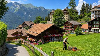 Switzerland’s Mountain Village Walking Tour In Summer🇨🇭Swiss Valley Wengen 