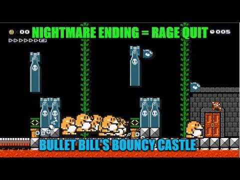 RAGE QUIT Then CLEAR For WORLD RECORD! Super Mario Maker "Bullet Bill's Bouncy Castle"