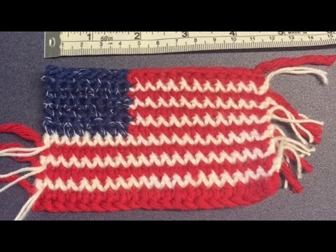 I crochet an appliqué of the USA flag ￼1-21-2023