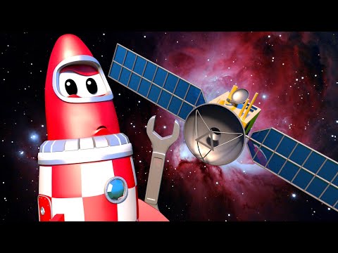 Zug für Kinder -  Rocky die Rakete repariert einen Satelliten im All!  - Troy der Zug in Car City