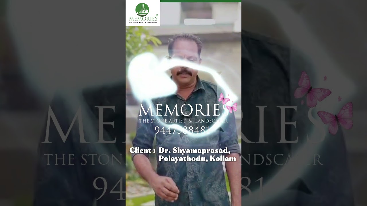 Outdoor Landscaping with Water Fountain, Grass & Pebbles for Dr. Shyamaprasd, Kollam | Memory Stones