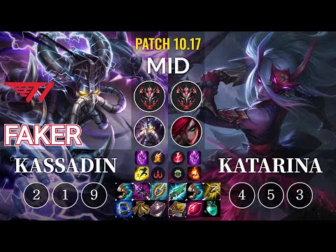 T1 Faker Kassadin vs Katarina Mid - KR Patch 10.17