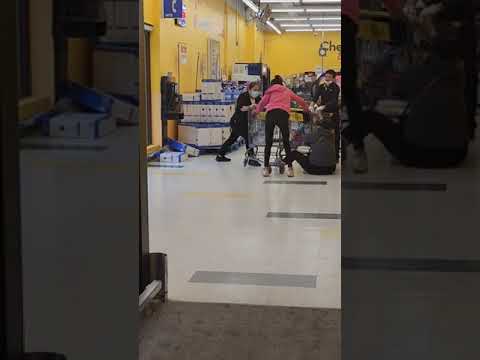 Stealing carts full of stuff from Giant Tiger. The employees weren't having it.