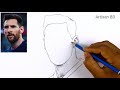 Easy pencil sketch of Messi || Realistic face step by step messi drawing #messi