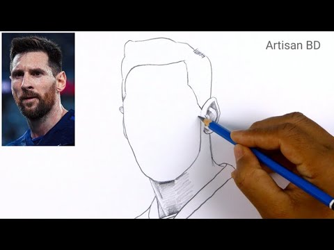 Easy pencil sketch of Messi || Realistic face step by step messi drawing 
