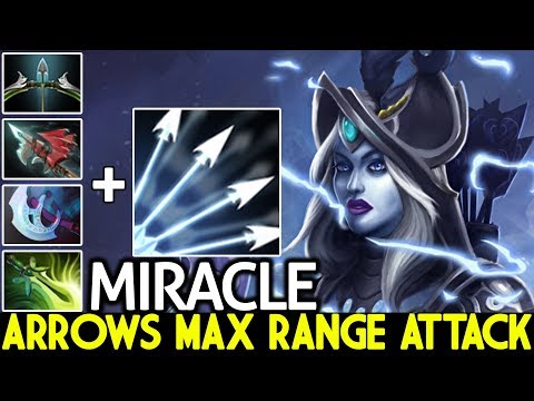 MIRACLE [Drow Ranger] Crazy Multishot Arrows Max Range Attack 7.23 Dota 2