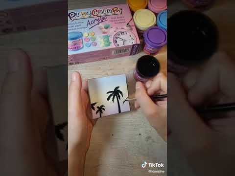 iDessine des palmiers avec la peinture acrylique pastel PLAYCOLOR