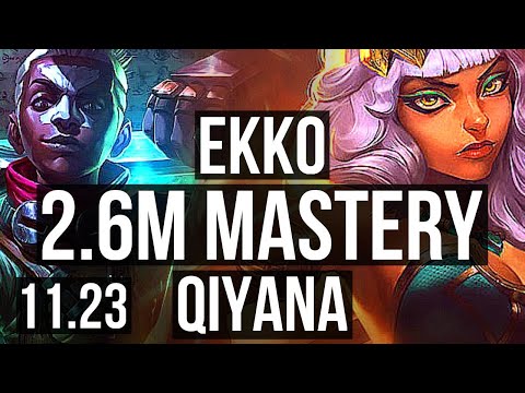 EKKO vs QIYANA (MID) | 10 solo kills, 2.6M mastery, 19/2/4, Legendary | EUW Diamond | 11.23