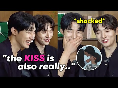 Yoon Jisung and Riu reacting to their almost-kiss scene (they're so funny)