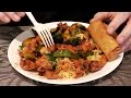 ASMR Eating Hunan Pork Stir Fry Egg Rolls 湖南豬肉