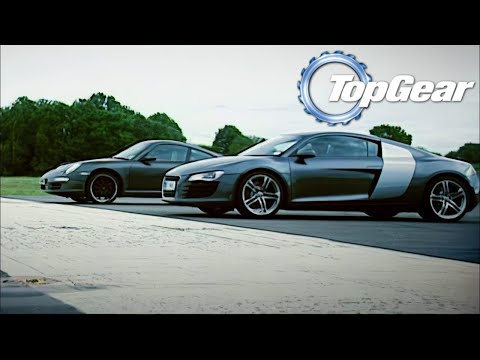 Audi R8 vs Porsche Carrera 2S DRAG RACE Top Gear | 4K 60fps AI Upscale #topgear #thegrandtour
