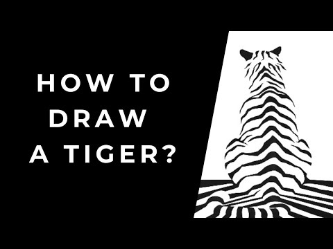 Drawing a tiger in 5 minutes. Black and white drawing.