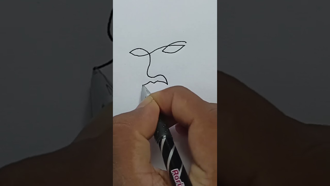 abstract face One line drawing #shorts
