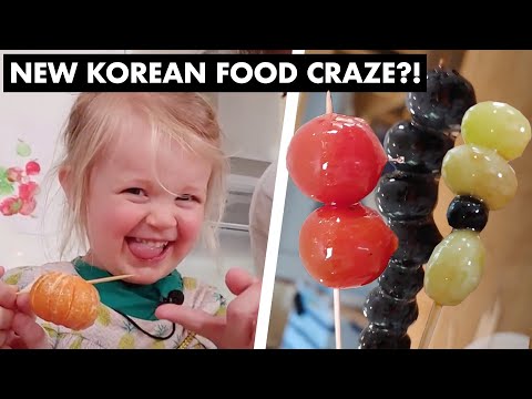 British 2 Year Old Tries Homemade Candied Fruit and ASMR for the first time!!