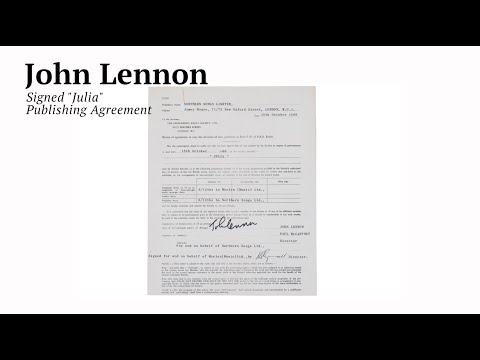 John Lennon 1968 Signed Contract for the Song "Julia"
