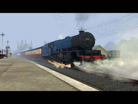 LMS Princess Royal 46201 'Princess Elizabeth' slips and struggles out of Penrith Station