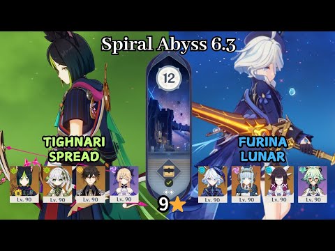 C2 Tighnari Spread & C0 Furina Lunar-Charged | Spiral Abyss 6.3 Luna IV | Full Star Clear